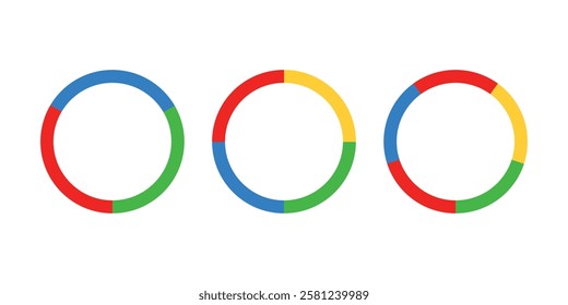 Customer review business colorful pie charts illustrating data distribution.