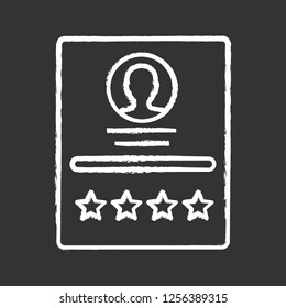 Customer review chalk icon. User profile, resume rating. Feedback. Seller rating. Isolated vector chalkboard illustration