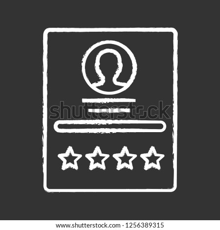 Customer review chalk icon. User profile, resume rating. Feedback. Seller rating. Isolated vector chalkboard illustration