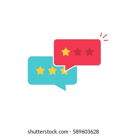 Customer Review Communication Notice Vector Symbol, Concept Of Feedback, Testimonials, Online Survey, Rating Stars, Positive And Negative Comments, Chat Bubble Speeches