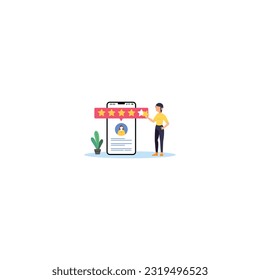 Concepto de revisión del cliente, ilustración de concepto de comentarios del cliente, ilustración de concepto de retroalimentación emocional para la página de inicio