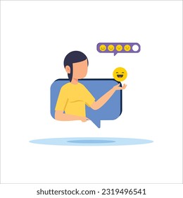 Concepto de revisión del cliente, ilustración de concepto de comentarios del cliente, ilustración de concepto de retroalimentación emocional para la página de inicio