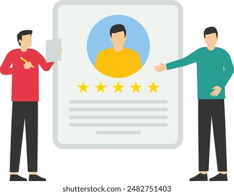 Customer Review Concept, Showing different people giving review rating, customer feedback about satisfaction. for landing page, ui, web, app, editorial, flyer and banner, Vector Illustration.