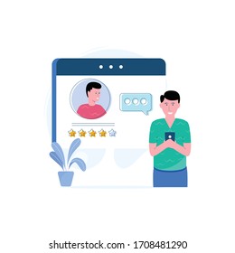 Customer Review concept vector illustration of business . Rise career to success. Landing page template.