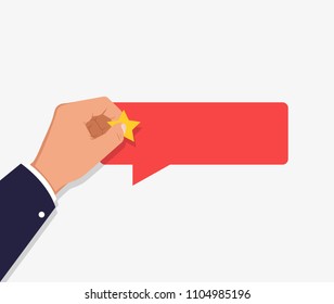 Customer review concept. Vector. Rating golden stars. Feedback, reputation and quality concept.