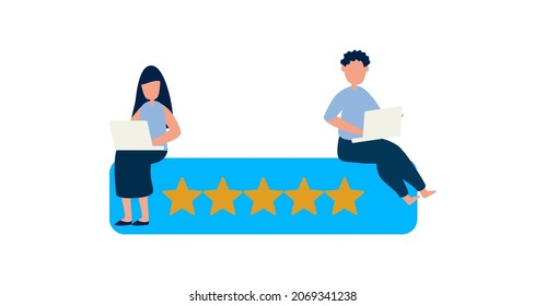 customer review concepts. two people Giving Five Star Feedback.