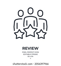 Customer review and feedback concept editable stroke outline icon isolated on white background flat vector illustration. Pixel perfect. 64 x 64.