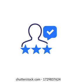 Customer review and feedback icon with check mark