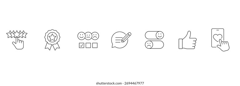 Ilustración vectorial de íconos de evaluación de evaluación de Comentarios y satisfacción del Cliente