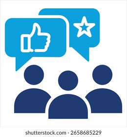 Cliente Revisión Ilustración vectorial plana del icono azul