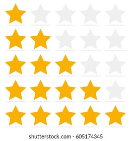 Customer review gives a five star. Positive feedback concept.