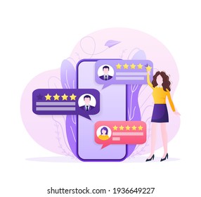 Customer review, great design for any purposes. Flat illustration with customer review. Vector illustration.