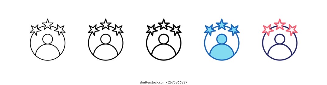 Ícone Revisão do cliente em 5 estilos diferentes definem a coleção.