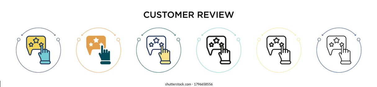 Icono de revisión del cliente en el estilo relleno, delgado, contorno y trazo. Ilustración vectorial de dos diseños de iconos vectoriales de revisión de clientes de color y negro se pueden utilizar para móviles, ui, web