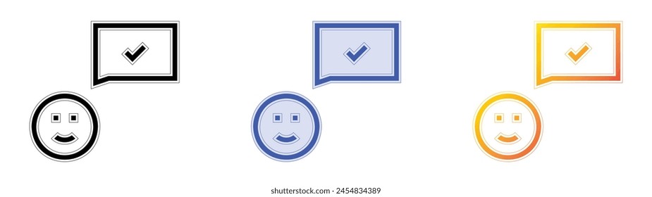 customer review icon. Linear, Blue Fill and Gradient Style Design Isolated On White Background