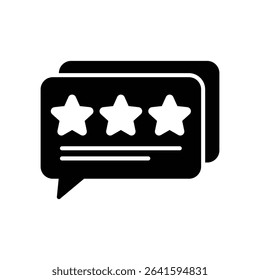 Customer review icon with message and star rating