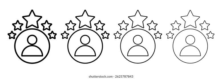 Customer review icon. People group with five stars. quality rating, feedback. Success, favorite, feedback, experience, quality, customer satisfaction. Business client symbol. Vector illustrator.