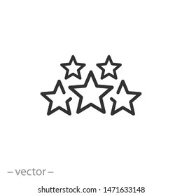 customer review icon, quality rating, feedback, five stars line symbol on white background - editable stroke vector illustration eps10