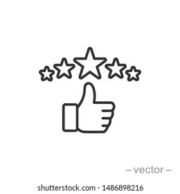 customer review icon, quality rating, feedback, five stars line symbol on white background - editable stroke vector illustration eps10 - Shutterstock ID 1486898216