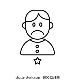 Customer review icon, quality rating, feedback, one star line symbol on white background - editable vector illustration eps10