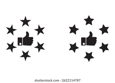 customer review icon, quality rating, feedback, five stars line symbol on white background - editable stroke vector illustration eps10.