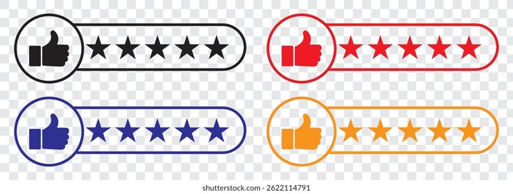 customer review icon, quality rating, feedback, five stars line symbol on white background - editable stroke vector illustration eps10.