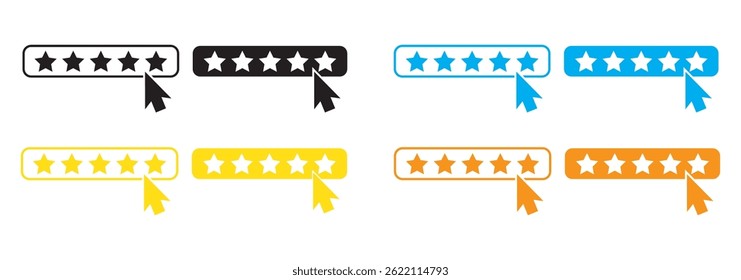 customer review icon, quality rating, feedback, five stars line symbol on white background - editable stroke vector illustration eps10.