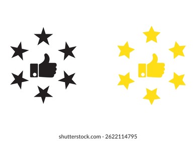 customer review icon, quality rating, feedback, five stars line symbol on white background - editable stroke vector illustration eps10.