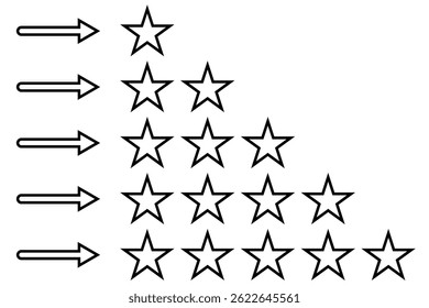 customer review icon, quality rating, feedback, five stars line symbol - editable stroke. hand with thumb up and stars rating icon. Like, thumb up. Success, favorite, feedback, experience, quality. 