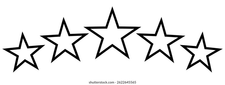 customer review icon, quality rating, feedback, five stars line symbol - editable stroke. hand with thumb up and stars rating icon. Like, thumb up. Success, favorite, feedback, experience, quality. 