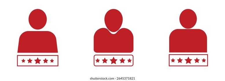 customer review icon, quality rating, feedback, five stars line symbol on white background