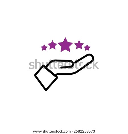 customer review icon, quality rating, feedback, five stars line symbol