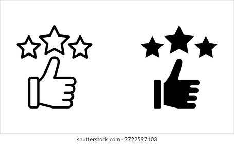 conjunto de ícones de revisão do cliente, classificação de qualidade, feedback, estrela símbolo de linha no fundo branco