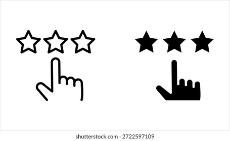 Conjunto de iconos, clasificación de calidad, Comentarios, Cliente de la línea de estrellas sobre fondo blanco