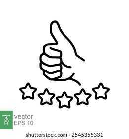 Customer review icon. Simple outline style. 5 stars rate, quality rating, five stars line symbol, best service, customer satisfaction. Vector illustration isolated on white background. EPS 10.