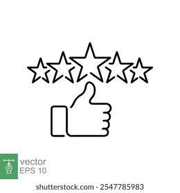 Customer review icon. Simple outline style. 5 stars rate, quality rating, five stars line symbol, best service, customer satisfaction. Vector illustration isolated on white background. EPS 10.