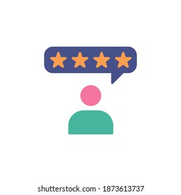 customer review icon vector flat style. colored review icon design. isolated on white background