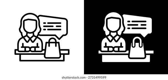 Cliente Revisión Icono Ilustración vectorial negro blanco