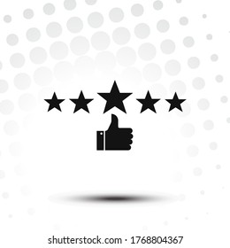 Symbol für die Kundenüberprüfung: Feedback, Vektorgrafik.Fünf Sterne Symbol