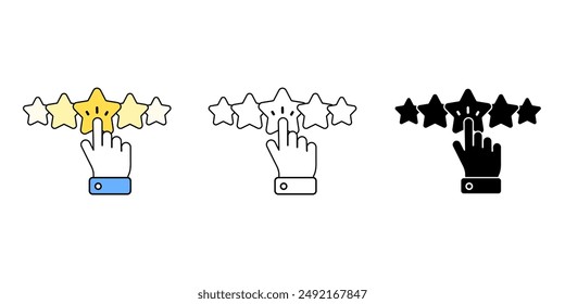 Customer review icons set, quality rating symbol isolated background, feedback flat simple infographics design template. vector illustration.