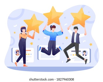 Customer Review Illustration, Customers give Rating to the Products or Services.