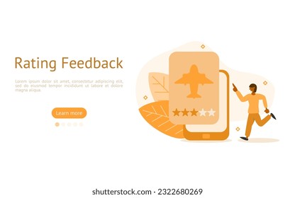 customer review illustration set. characters giving reviews star point for travel on app. review rating and experience concept. vector illustration.