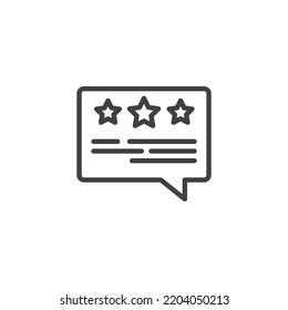 Customer review line icon. Feedback linear style sign for mobile concept and web design. Speech bubble with stars outline vector icon. Symbol, logo illustration. Vector graphics