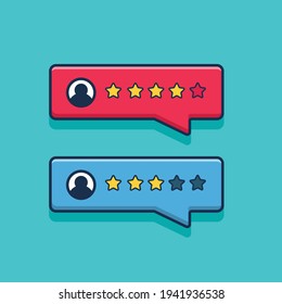 Customer review notification bubble illustration design. flat cartoon style
