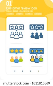 Icono de prima de revisión del cliente con múltiples estilos aislados en fondo blanco de la colección de iconos de la compra. Plantilla de diseño de símbolos vectores para diseño web, aplicaciones, logotipo, infografía, ui y ux