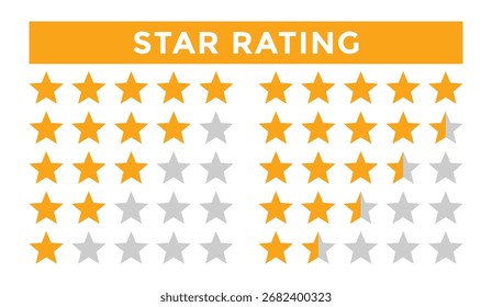 
Vektorgrafik für Kundenbewertungen und Qualitätsfeedback. Fünf Sterne Bewertungssymbol, Sternsymbol
