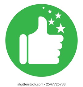 Customer review rating with 5 stars and thumb-up.