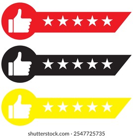 Customer review rating with 5 stars and thumb-up.