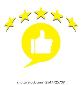 Customer review rating with 5 stars and thumb-up.
