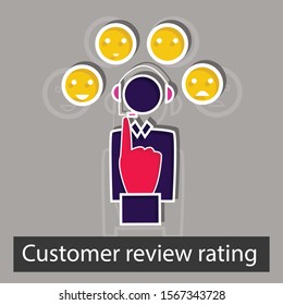 Customer review rating concept. Creative idea design. Flat vector illustration for web page, brochure, presentation or background.